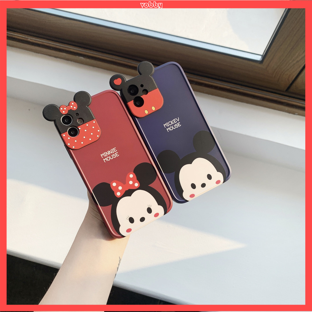 Ốp điện thoại nhựa mềm hình chuột Mickey Minnie dễ thương cho iPhone12 mini 11 PRO