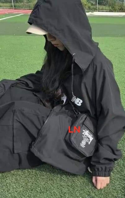 Áo khoác gió dù nhẹ 1 lớp mũ kéo khoá NB