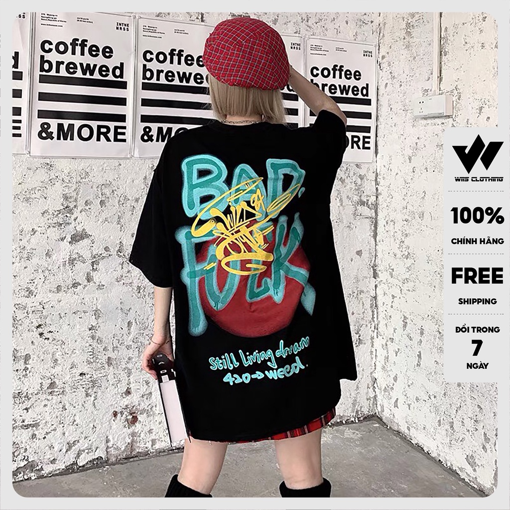 Áo form rộng WIIS phông unisex tay lỡ thun cotton oversize BadFuck thời trang nam nữ