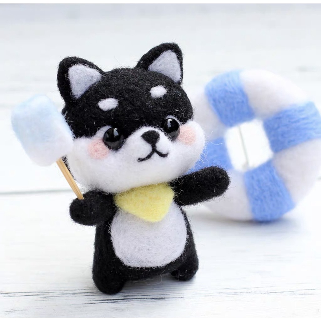 Len Chọc Handmade, Bộ Kit Len Chọc Shiba Chó Mực