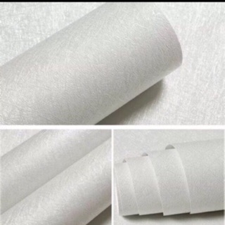 10m giấy dán tường màu trơn trắng vân sợi khổ rộng 45cm ( sẵn keo dán)