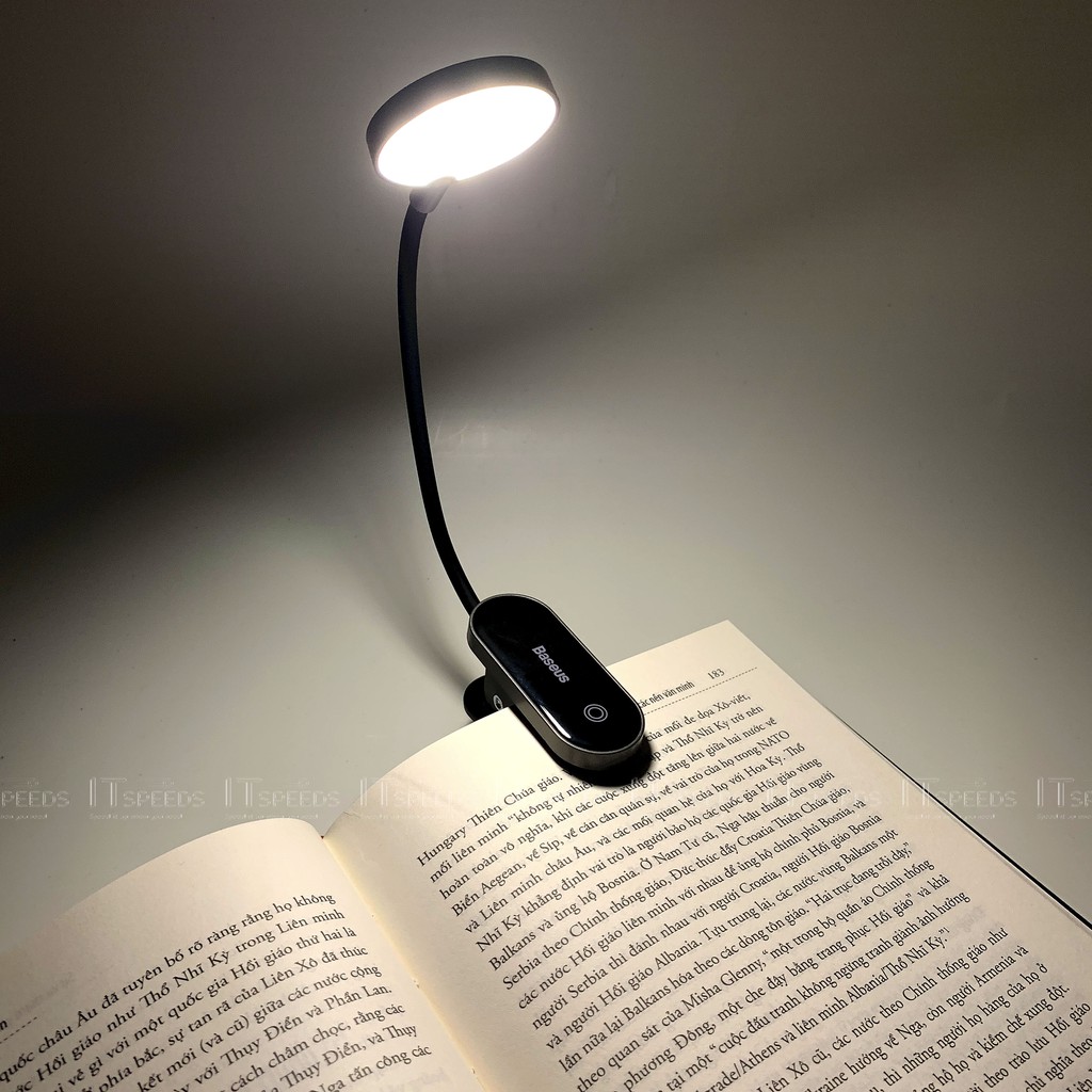 Đèn Đọc Sách, Kẹp Bàn Baseus Comfort Reading Mini, Led 3 Mức Sáng, Cảm Ứng, 24h Sử Dụng , 350MAh, Chính Hãng BH 6 Tháng