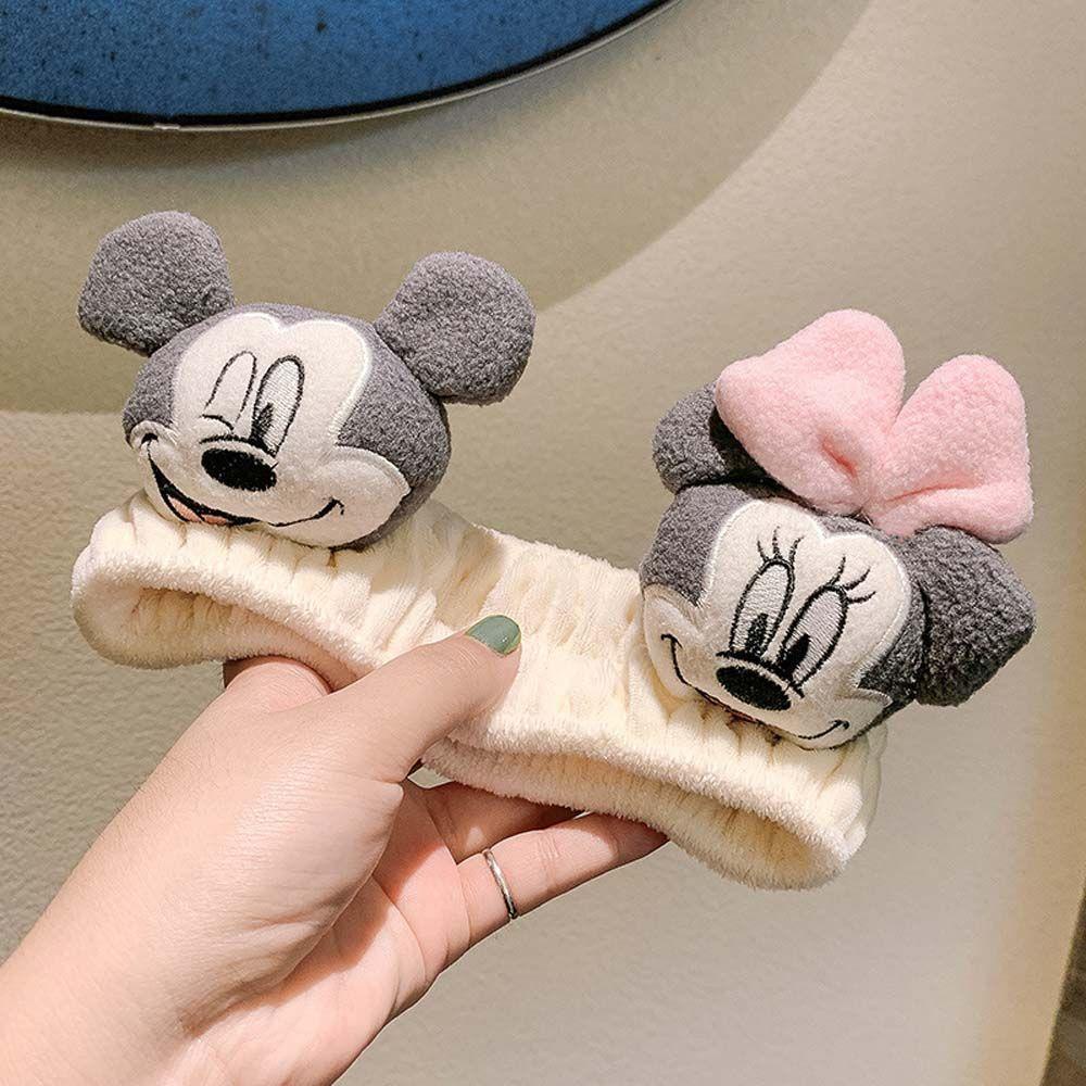 FORBETTER Băng đô cài tóc rửa mặt Hình Chuột Mickey / Minnie Bằng Vải Lông Nhung Dễ Thương Xinh Xắn