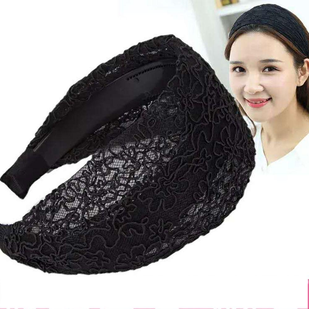 Băng Đô Cài Tóc Răng Bản Rộng Bằng Nhựa Resin Chống Trượt Thiết Kế Hoa Thời Trang Vintage Hàn Quốc