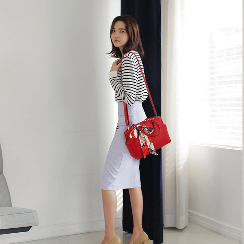 Túi xách tay đeo chéo 2 trong 1 phong cách âu cao cấp có nơ cột