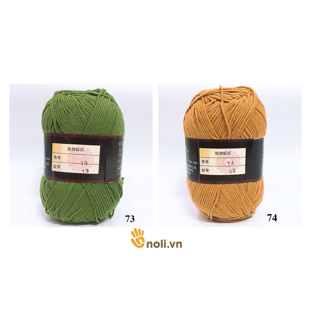 Len milk cotton 125g loại 1 se tròn, săn chắc, tơi xốp, đan móc khăn, áo, túi xách, thú bông cho bé (Mã 61 đến 78 )