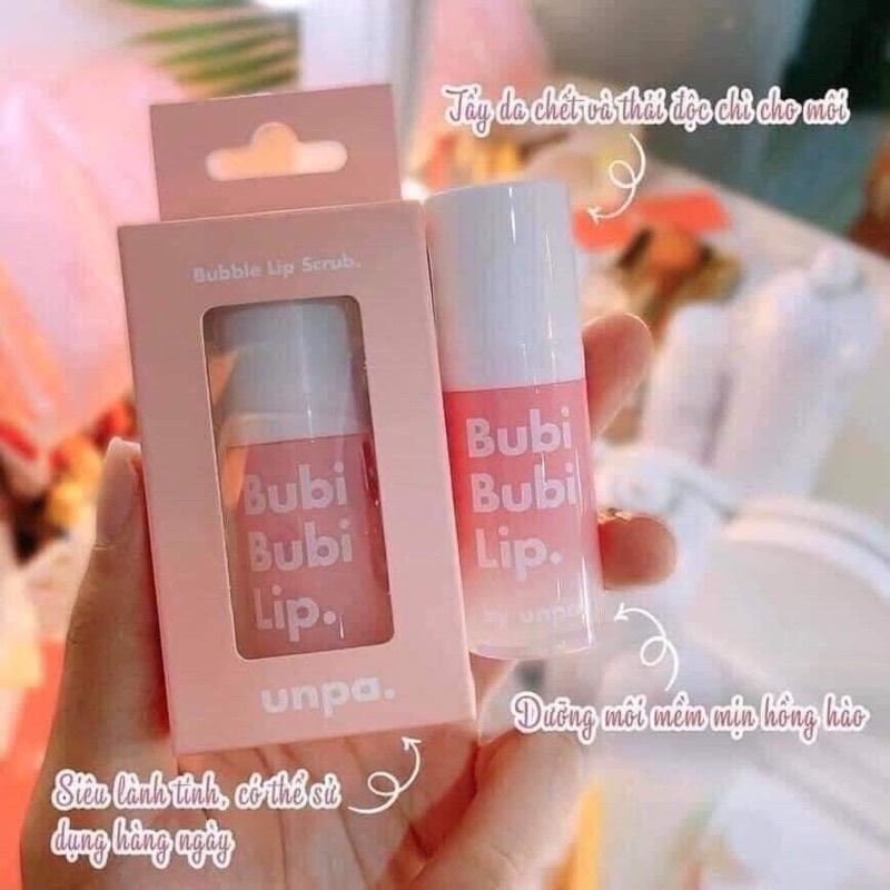 Tẩy tế bào chết môi Unpa Bubi Bubi dạng sủi bọt làm sạch sâu dưỡng môi hồng hào 12ml Hàn Quốc