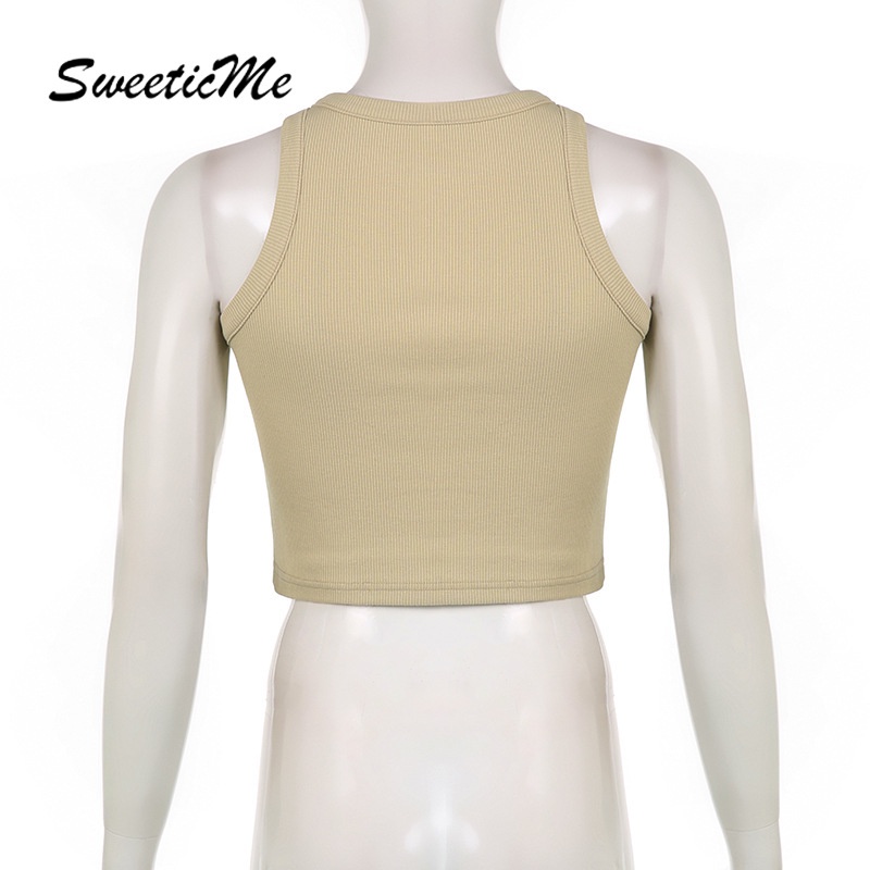 Áo Tank Top Cài Nút Phong Cách Đường Phố Cá Tính Cho Nữ SweeticMe