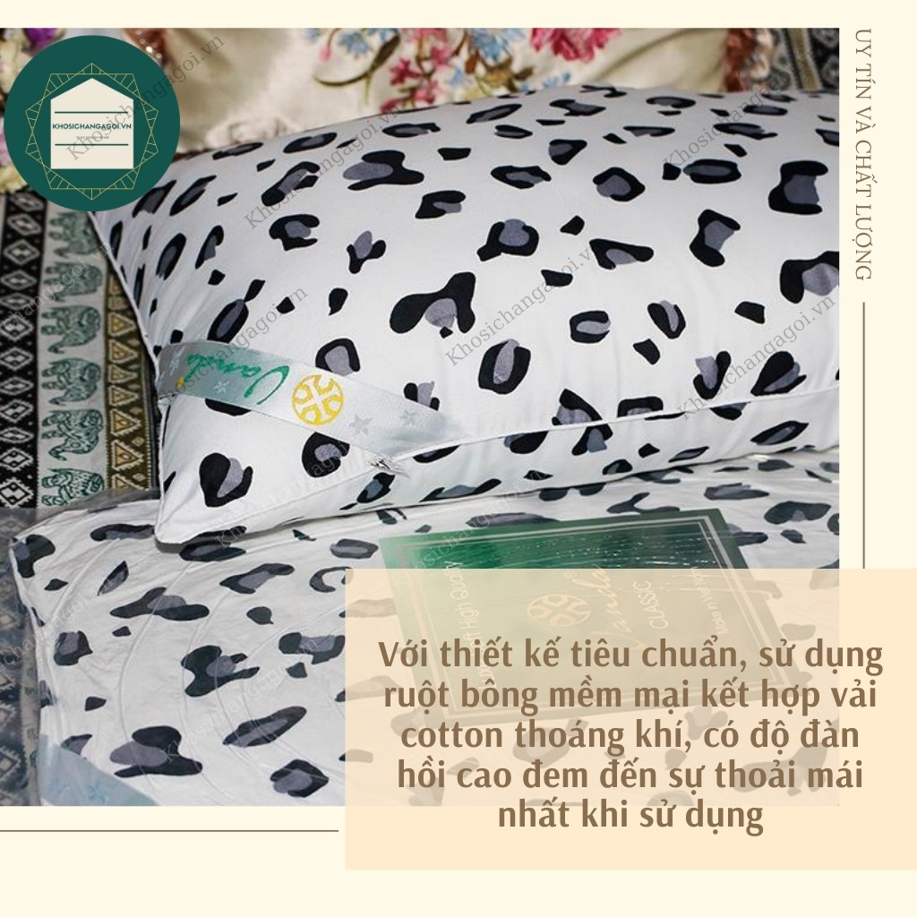 Ruột gối đầu 💖FREESHIP💖 bông gòn cao cấp VANDA mẫu beo trắng