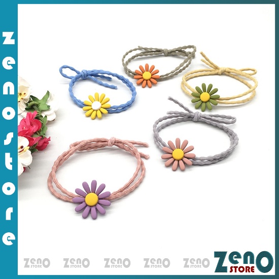 Set 5 dây buộc tóc  Dây Cột Tóc, Chun Buộc Tóc Hoa Cúc Nhiều Màu PT25