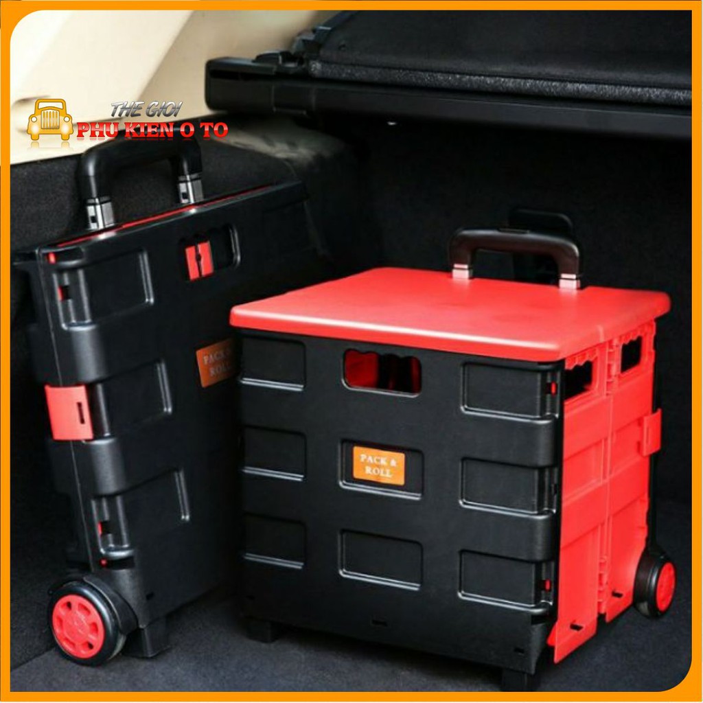 Thùng đựng đồ gấp gọn Vali kéo đa năng-  Dùng trên ô tô, đi siêu thị, di chuyển đồ nặng