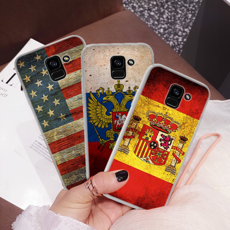 Ốp lưng họa tiết America Canada Russia Flag cho Samsung A5 2017 A6 A6 Plus A7 A8 2018 A9 2018 J2 Prime J4 Core Plus