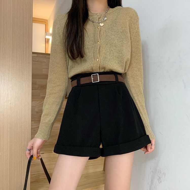 Quần short nữ ống rộng lưng cao phong cách Hàn Quốc mới