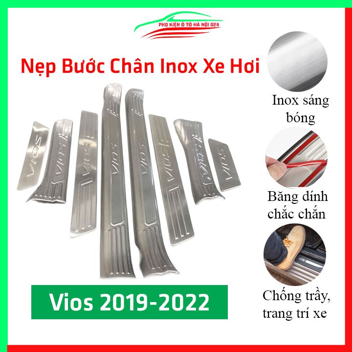 Bộ nẹp bước chân inox ô tô Vios 2019 chống trầy làm đẹp ô tô