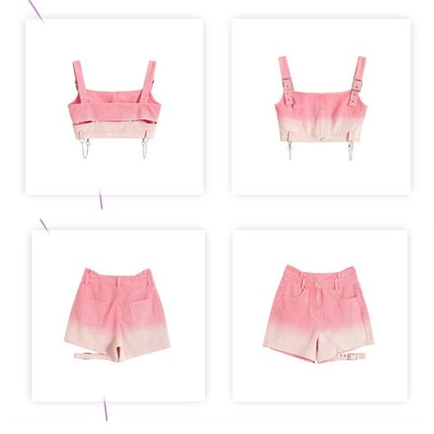 Set Áo Không Tay Dáng Ngắn Màu Gradient Phối Quần Dài Denim Lưng Cao Thời Trang Mùa Hè Cá Tính Cho Nữ