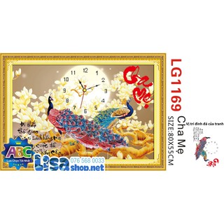 Tranh đính đá CHA MẸ 80x55cm chưa đính lg1169