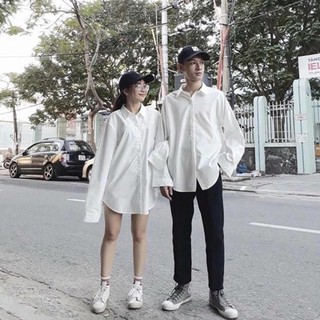 Áo sơ mi trắng nam nữ unisex