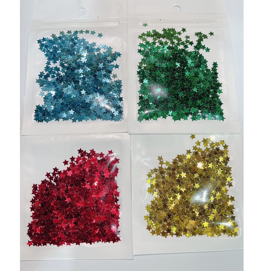 Set 4 túi Kim Tuyến Ngôi Sao[túi 3gram,lá,dương,đỏ,vàng]