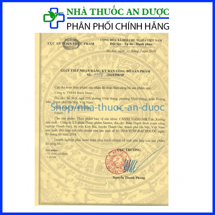 Viên uống Canxi Nano MK7 D3 Glucosamin bổ sung canxi, giúp tăng chiều cao, giảm nguy cơ loãng xương – Lọ 30 viên
