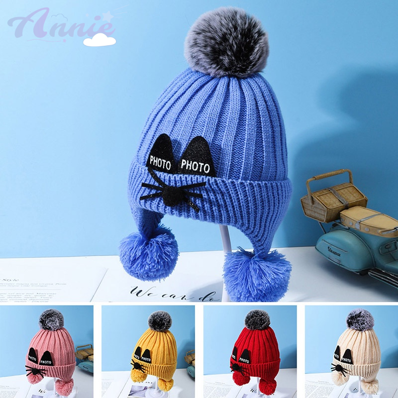 Mũ Len  cho béDệt Kim Giữ Ấm Tai Thời Trang Thu Đông Cho Bé 0-10 Tuổi