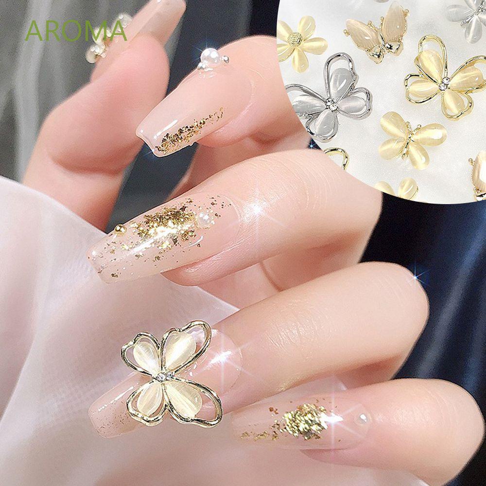 [Hàng mới về] Phụ kiện trang trí móng tay nghệ thuật DIY kiểu bươm bướm 3D aurora pha lê sang trọng