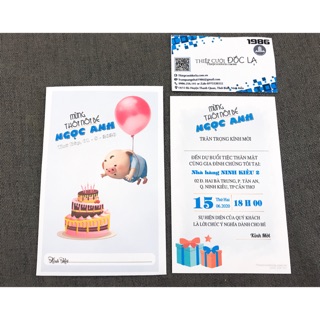 Thiệp Thôi nôi, Sinh nhật, Đầy tháng bé heo trai