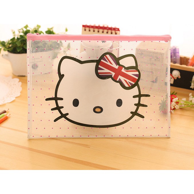 ☘ TÚI LƯỚI A4 ĐỰNG HỒ SƠ, SÁCH VỞ, GIẤY TỜ HELLO KITTY ☘