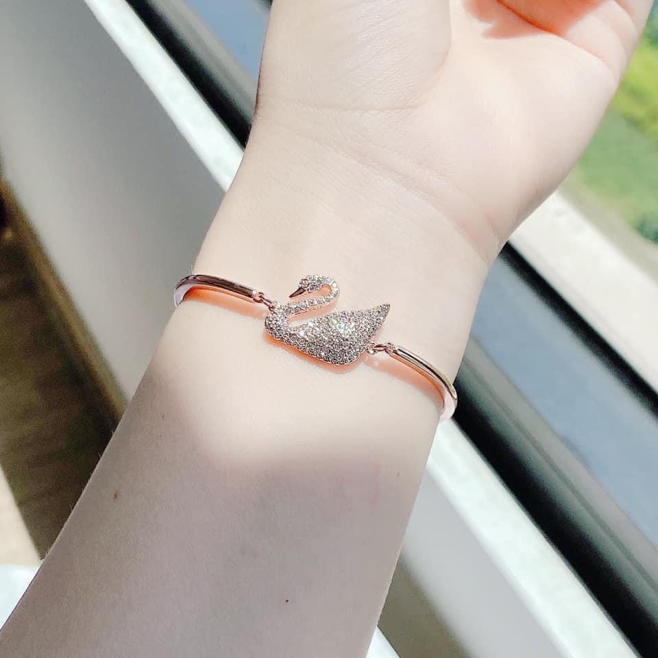 Trang sức Swarovski, Vòng tay thiên nga vàng hồng dây vàng hồng tinh tế, sang trọng fullbox_thien_nga_viet_nam