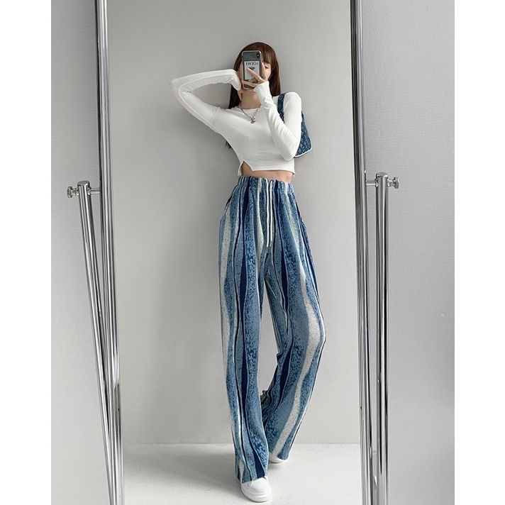 Quần ống rộng Lưng Cao Phong Cách Hàn Quốc Thời Trang Cho Nữ 2 Màu