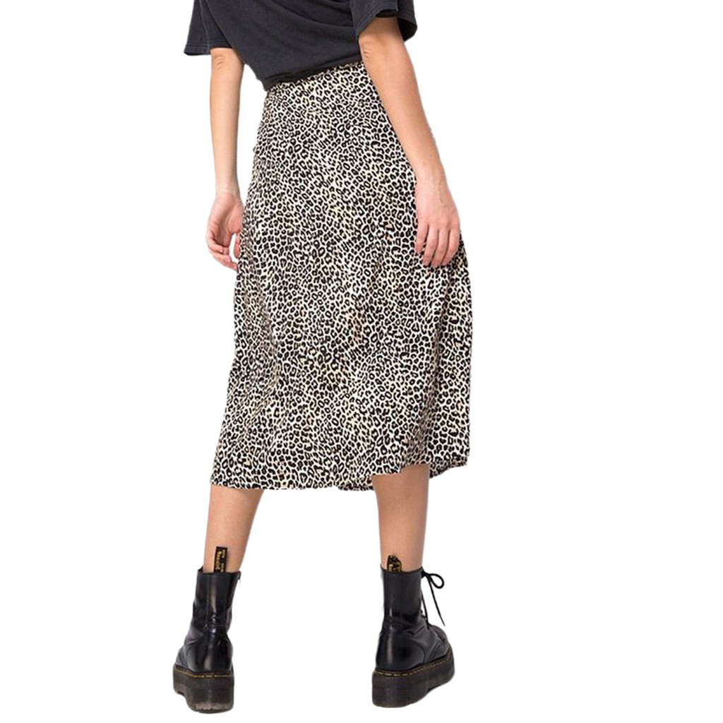 ❀Strawberries❀-Women´s Fashion Sexy Leopard Print Summer High Waist Split A Line Skirt