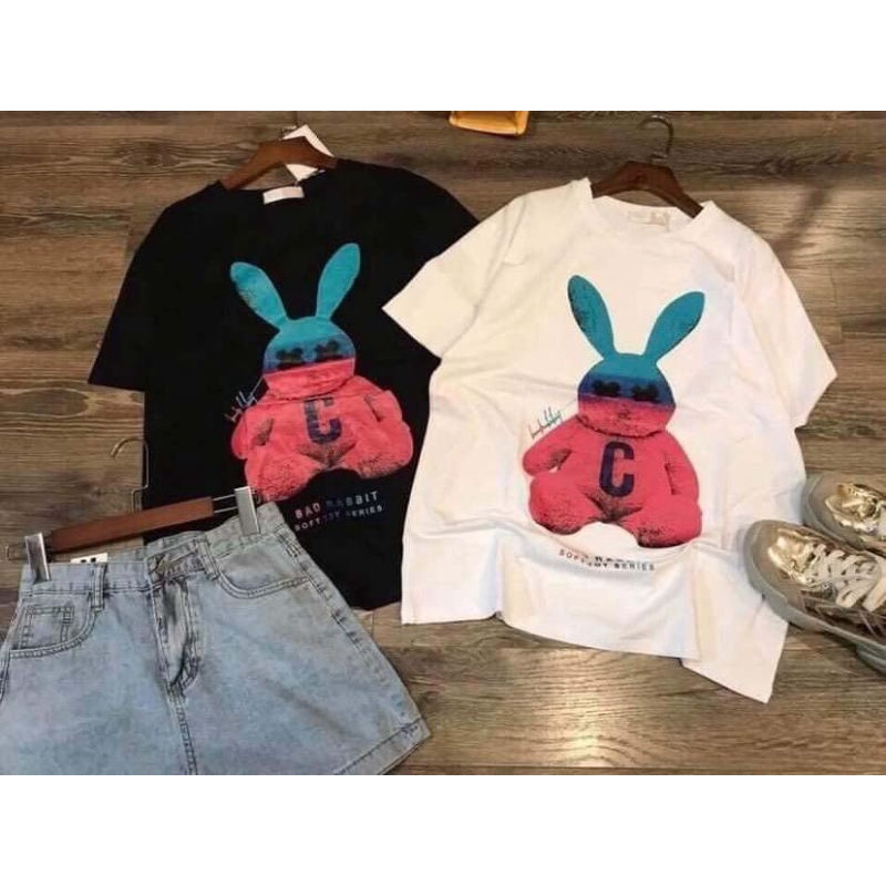 Áo thun free size hoa tiết playboy trẻ trung năng động