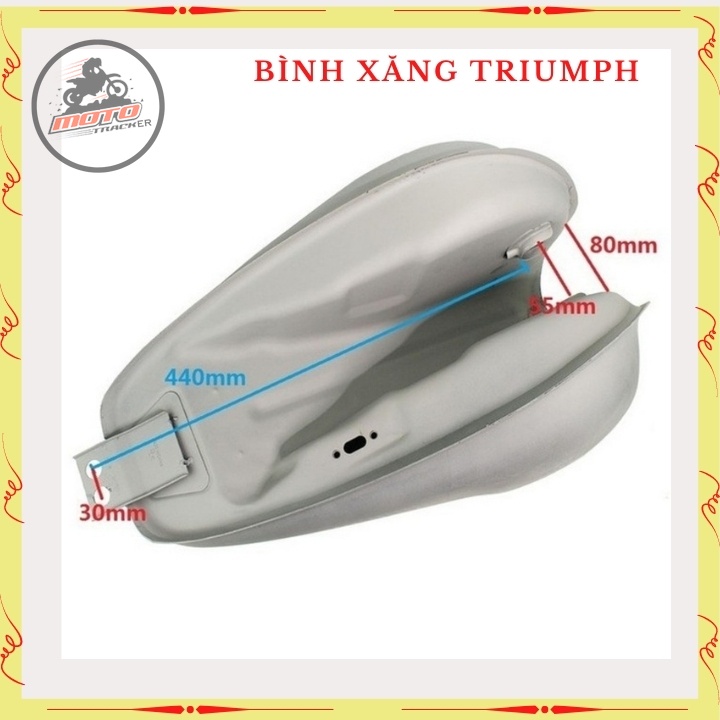 Bình xăng Trium, thùng xăng lớn độ xe Classic cafe racer , 67.. dung tích hơn 9 lít, bả sẵn matit, chỉ việc sơn
