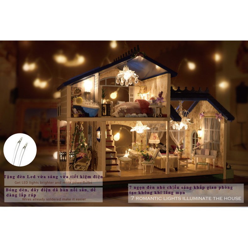 Bộ đồ chơi mô hình nhà gỗ DIY biệt thự Province