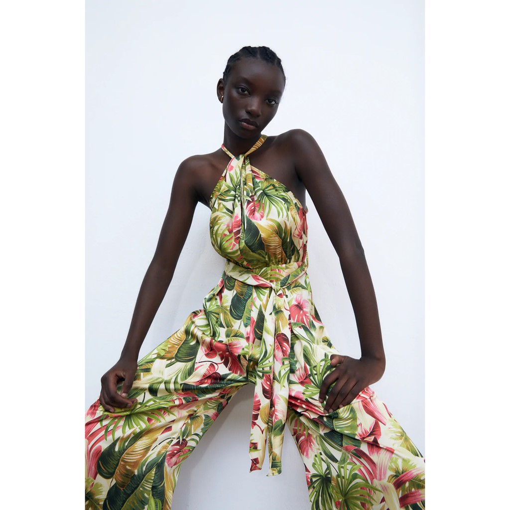 Jumpsuit họa tiết hoa lá ZARA Auth