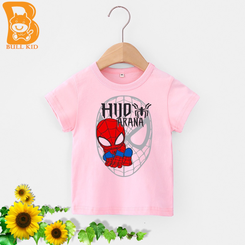 SIZE TO áo thun bé trai, bé gái chất liệu 100% cotton mềm mịn thoàng mát mặt nạ siêu nhân nhện hud