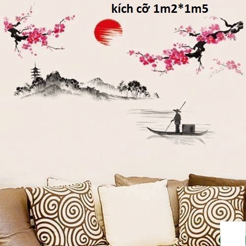 decal dán tường đào và đò