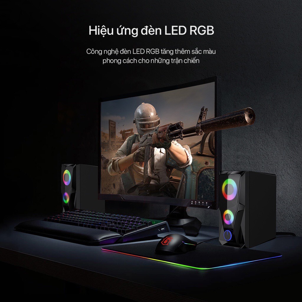 Loa Vi Tính Gaming Gamen RS200 Công Suất 6W Hiệu Ứng Led Âm Thanh Mạnh Mẽ Kết Nối Máy Tính Laptop Điện Thoại