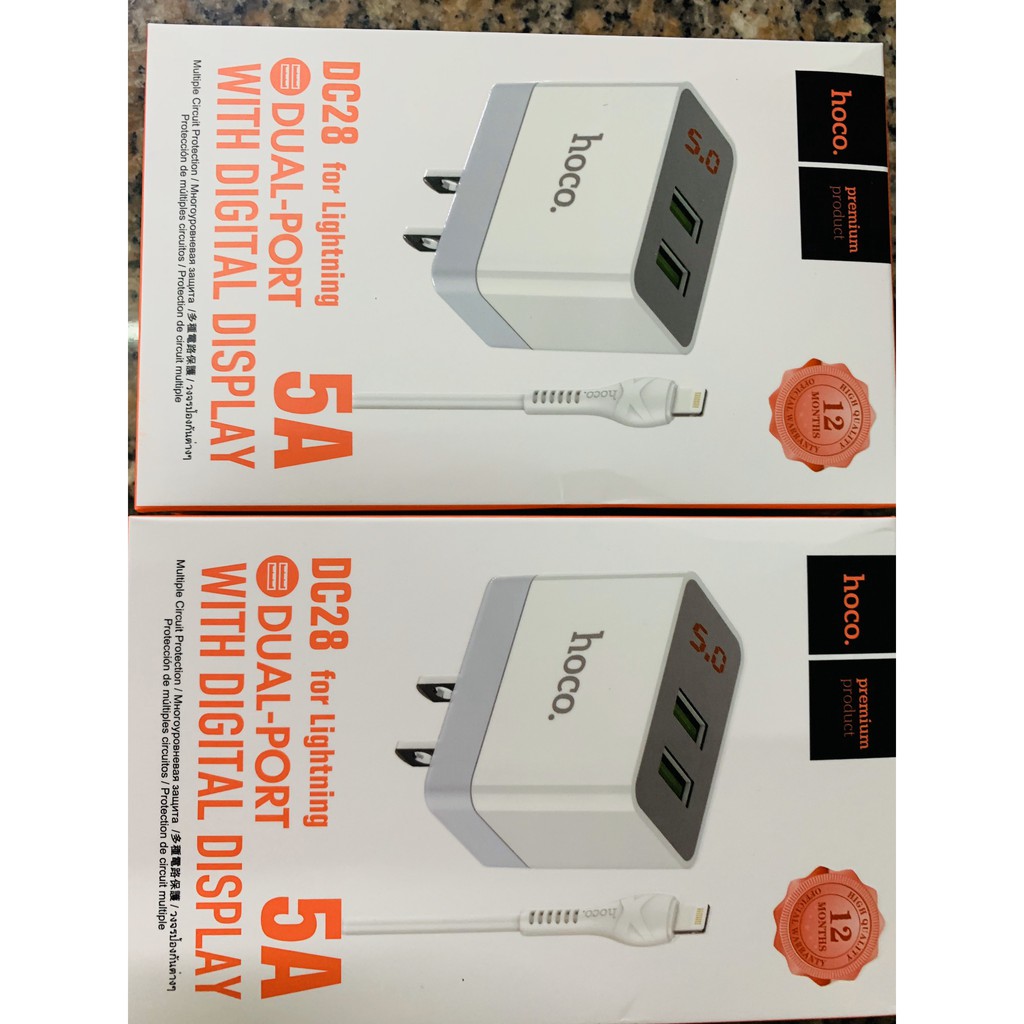 Bộ sạc nhanh 2 cổng USB HOCO DC 28 màn hình led