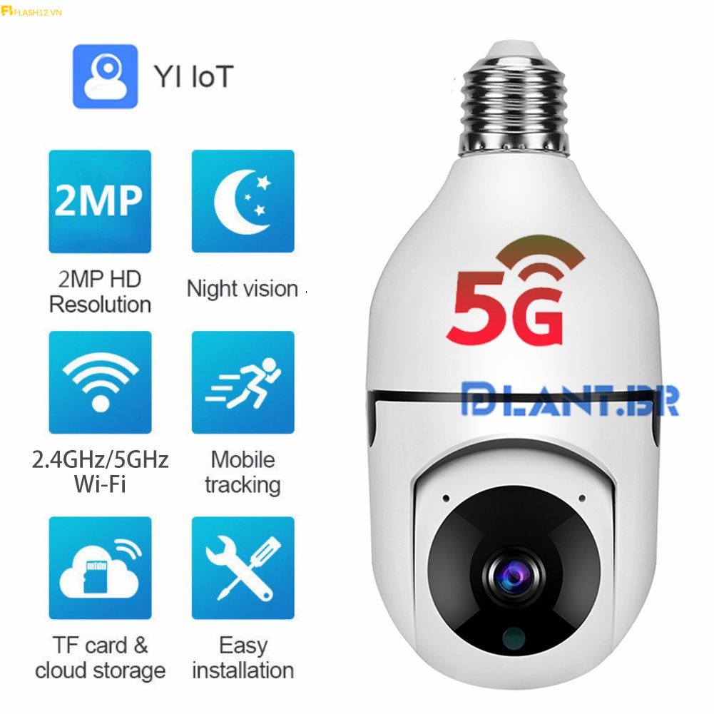 Máy quay giám sát an ninh dạng bóng đèn 5G/2.4G wifi E27 tầm nhìn ban đêm đầy đủ màu sắc 4X HD PK IC tiện dụng
