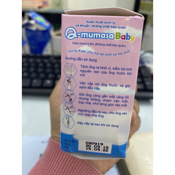 Nước muối sinh lý vô khuẩn Q - mumasa Baby, dạng tép ống 1ml
