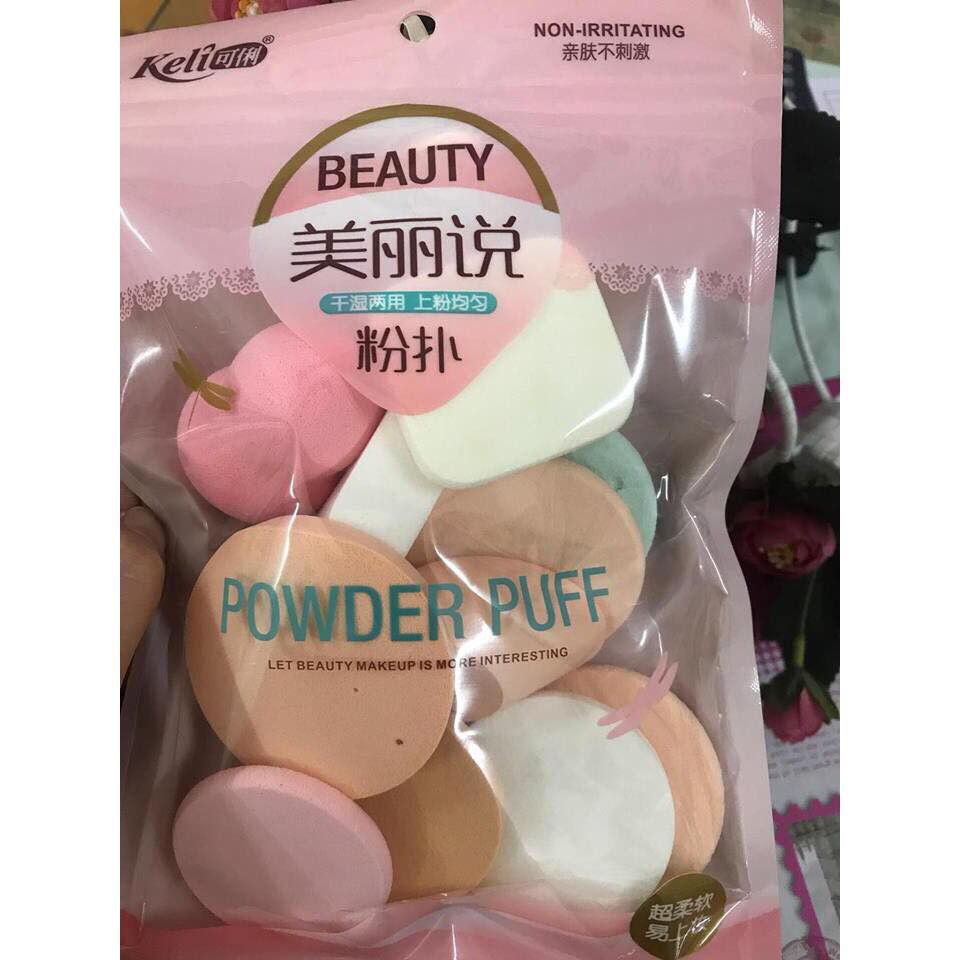 Bộ 13 bông phấn kem nền dẻo beauty powder puff
