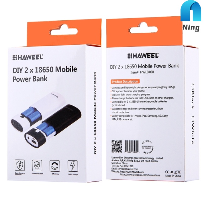Vỏ Đựng Pin HAWEEL 18650 2 Ngăn Với Đầu Ra USB Tiện Dụng