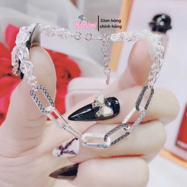 Lắc tay Bạc nữ. Kiểu dáng dây phụng mix xích phay mới lạ độc đáo Xinh lắm luôn ạ Mainomi Shop Bạc Xinh