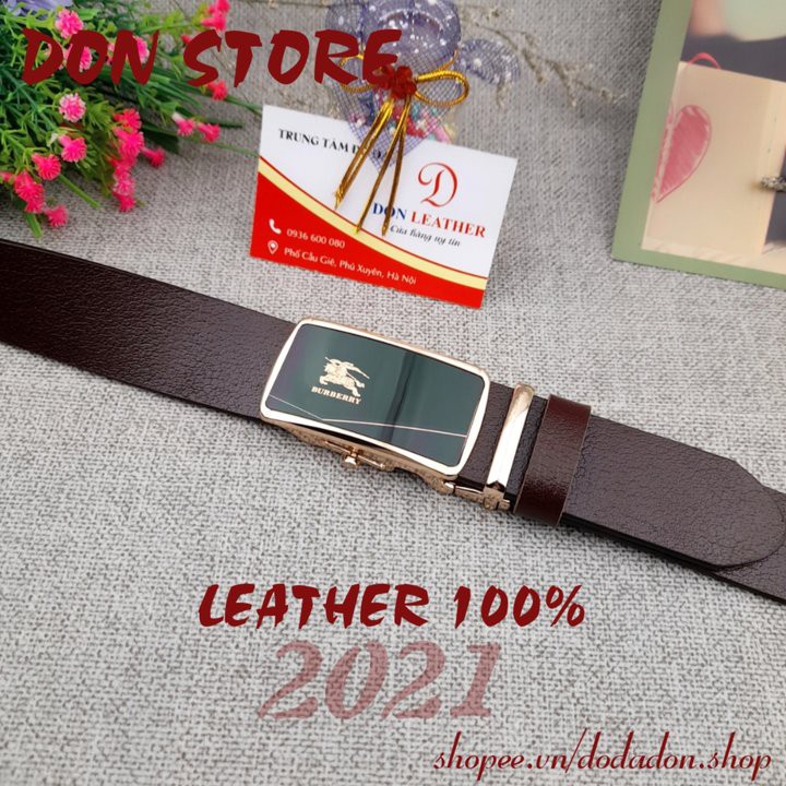 Dây Lưng Nam 2021 Da Bò Thật 100% Mặt Khóa Tự Động Hợp Kim Thép Không Rỉ BH 12 Tháng
