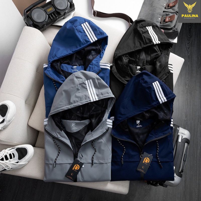 Áo khoác gió 3 sọc tráng bạc nam nữ mã 02 chống thấm nước cao cấp