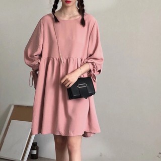 Đầm BabyDoll Hồng Phối Nơ Tay Dễ Thương Xin Xắn EVA DAM 10002