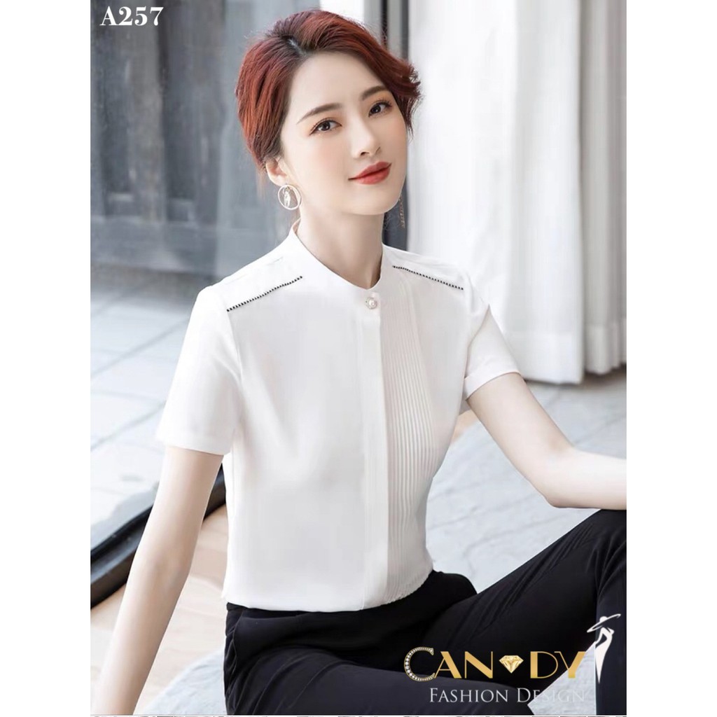 [Mã WASTUP giảm 10% tối đa 30K đơn 99K] Áo nữ công sở ❣️FREESHIP❣️ Sơ Mi Cổ Tàu Xếp Ly 1 Bên Ngực A257