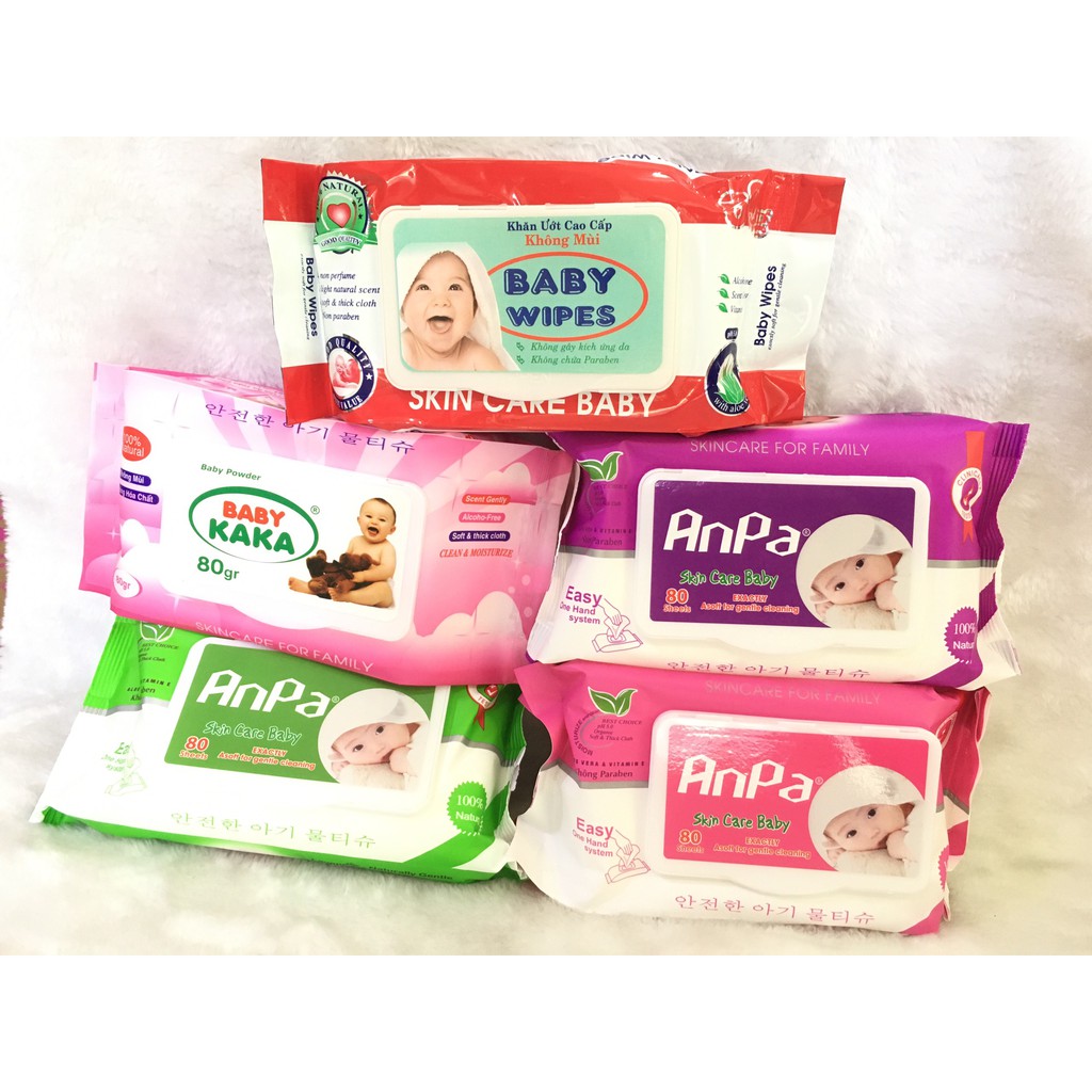 Khăn ướt 80g (80 tờ) Anpa baby kaka baby wipes Anpa lov sky hàng chất lượng