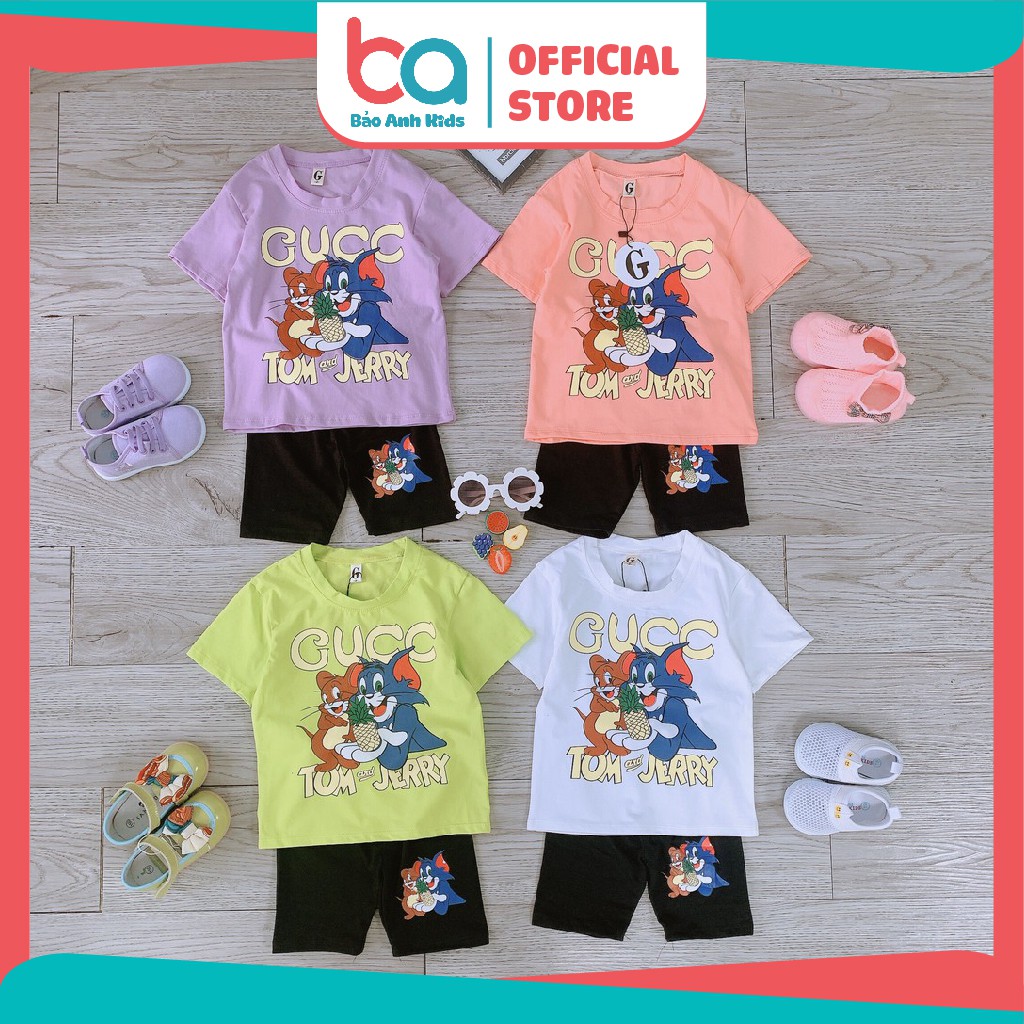 Bộ Ngố In 3D Hình Hoạt Hình Bé Gái - Chất Cotton Chính Phẩm Mềm Mịn, Thấm Mồ Hôi (7-35kg)