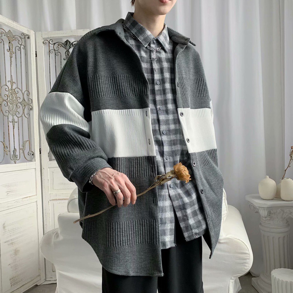 Áo Khoác Cardigan Dệt Kim Kẻ Sọc Trắng Đen Thời Trang Cho Nam Và Nữ